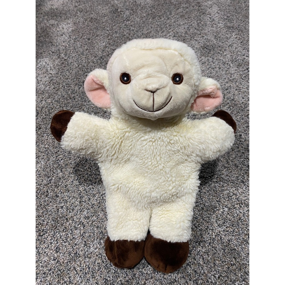 The Puppet Company White Lamb Sheep Hand Puppet Plush Brown Hooves